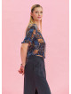 V Neck Lace Back Detail Buttoned Bohemian Blouse 4636